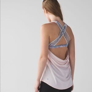 Lululemon Wild Tank gray stripes w/ cream & blue Sz 2